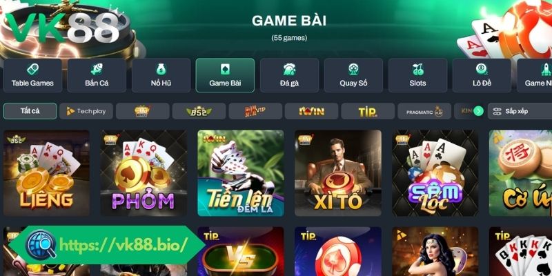 Game Bài VK88 - Trò Chơi Đỉnh Cao, Trải Nghiệm Đổi Thưởng Hấp Dẫn Tổng quan về sảnh game bài VK88