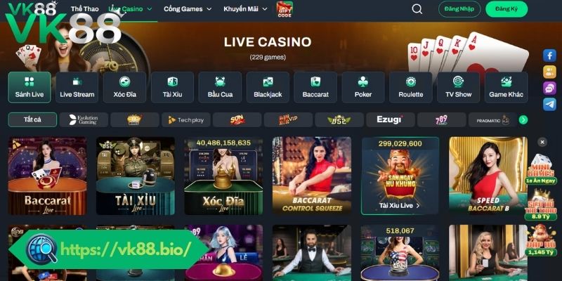 Casino VK88 - Trải Nghiệm Cược Live Casino Đỉnh Cao 2026 Top game nổi bật tại Live Casino VK88